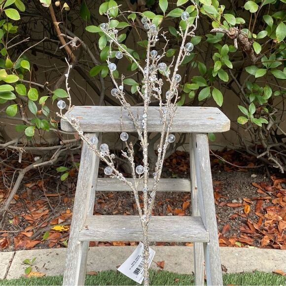 NWT New Direct Import 42" Platinum Silver Metallic Sequin Beaded Jewel Branches - Picture 8 of 12